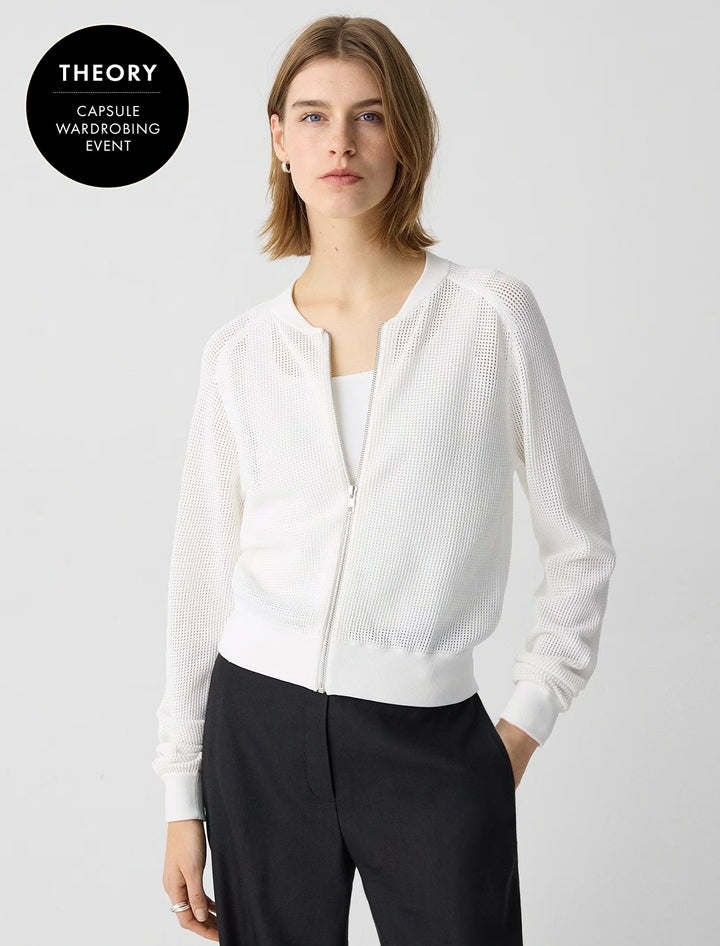 pointelle bomber in white