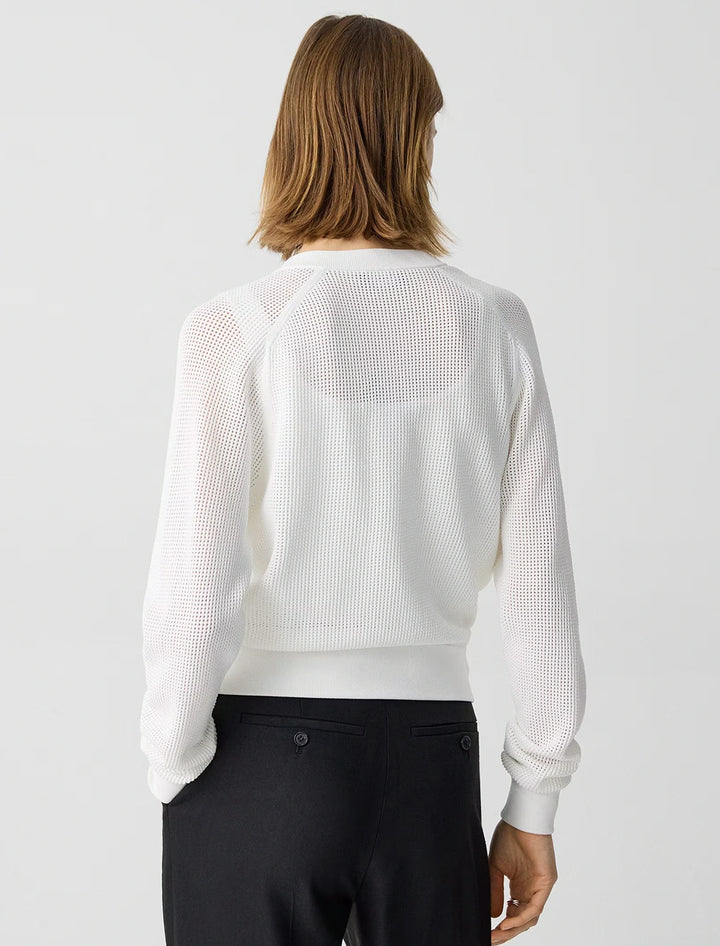 pointelle bomber in white