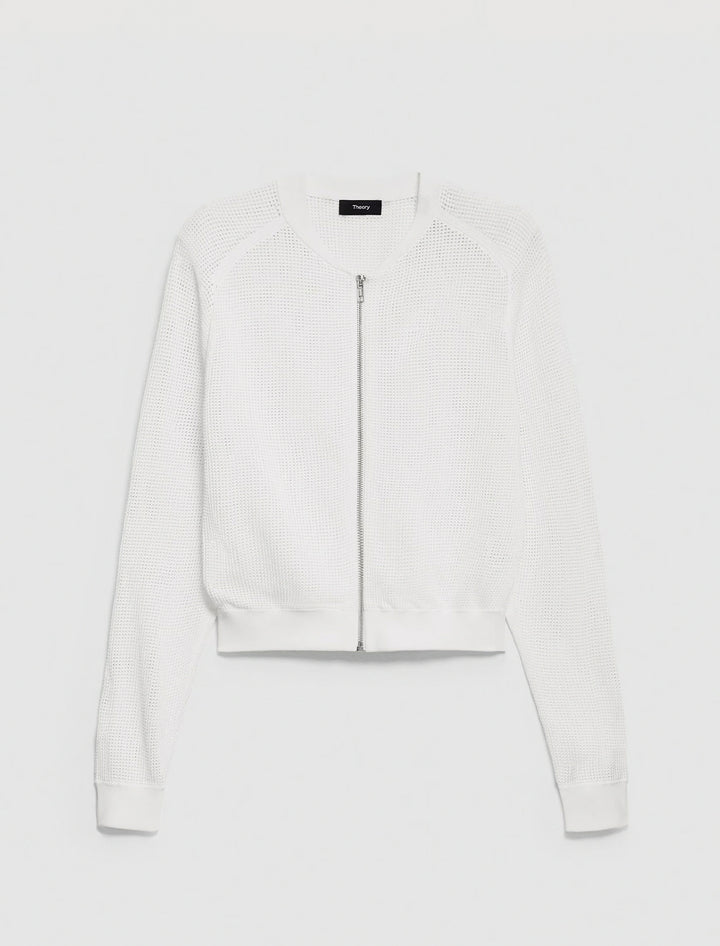 pointelle bomber in white