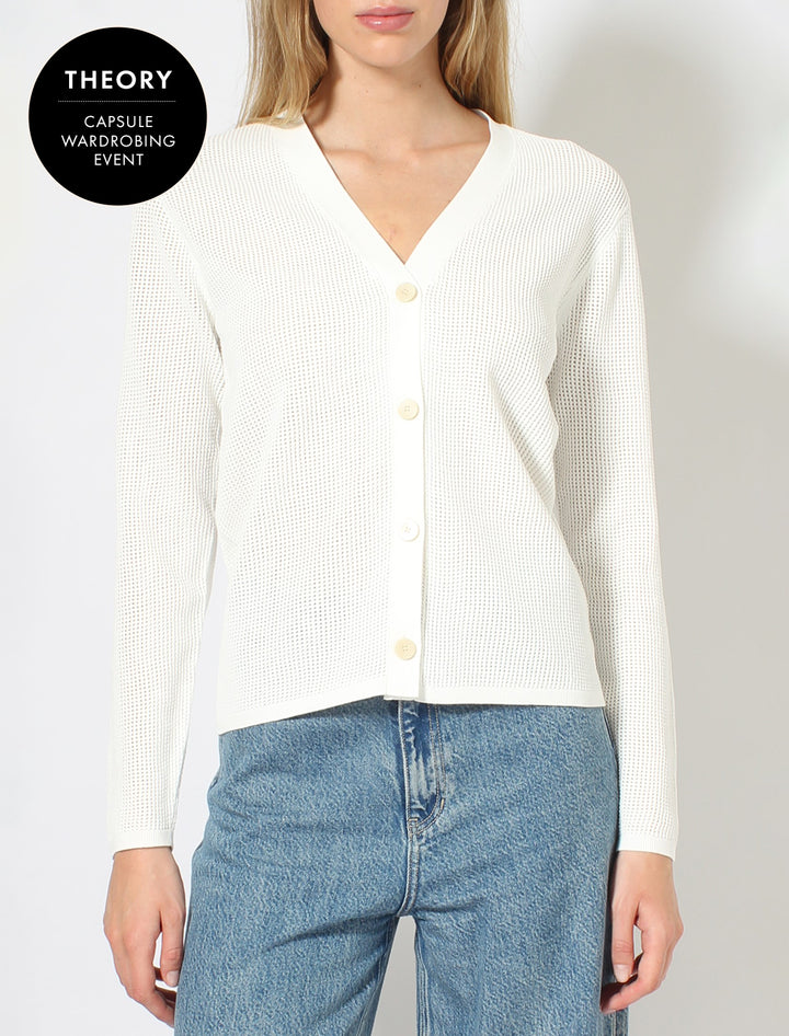 pointelle cardigan in white