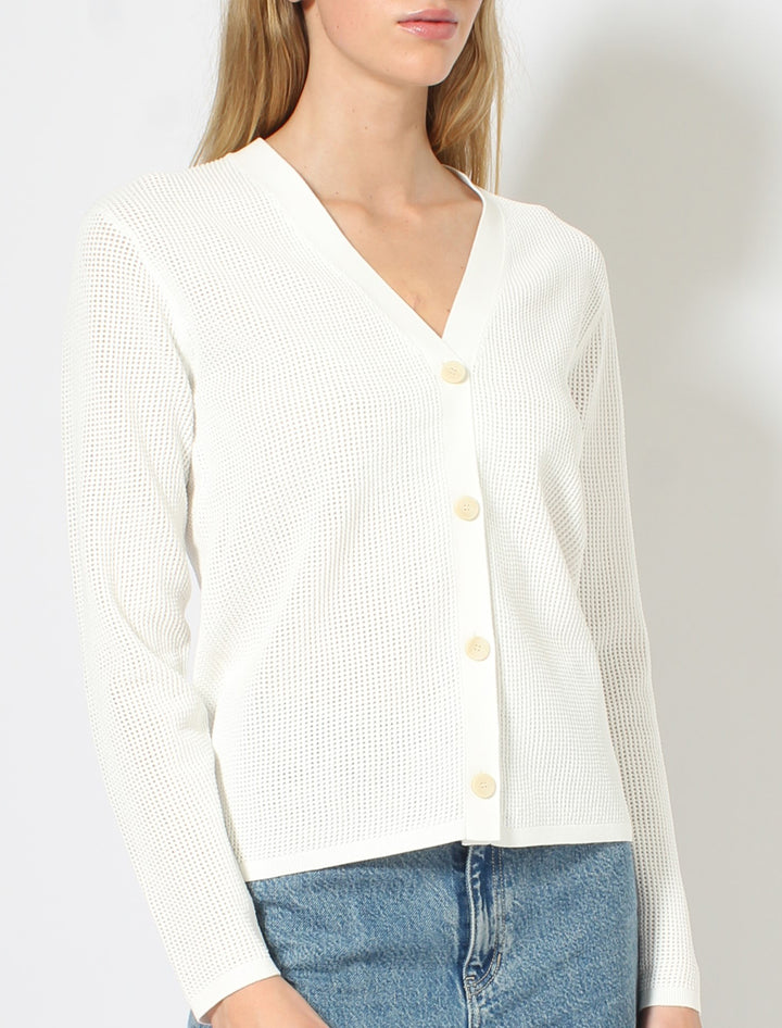 pointelle cardigan in white
