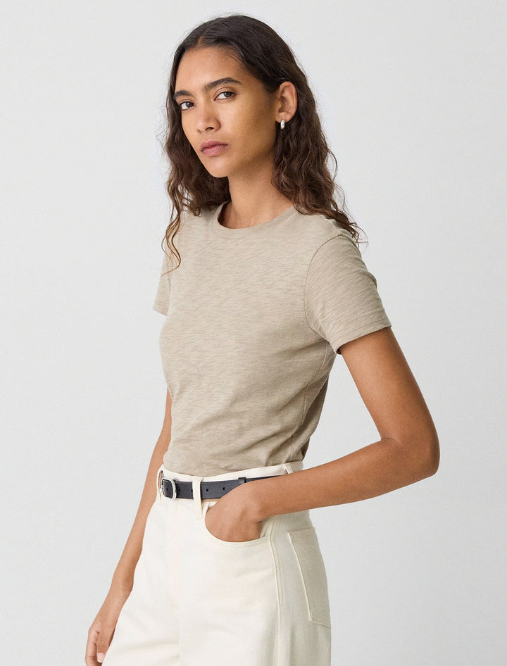 tiny tee slub in soft taupe