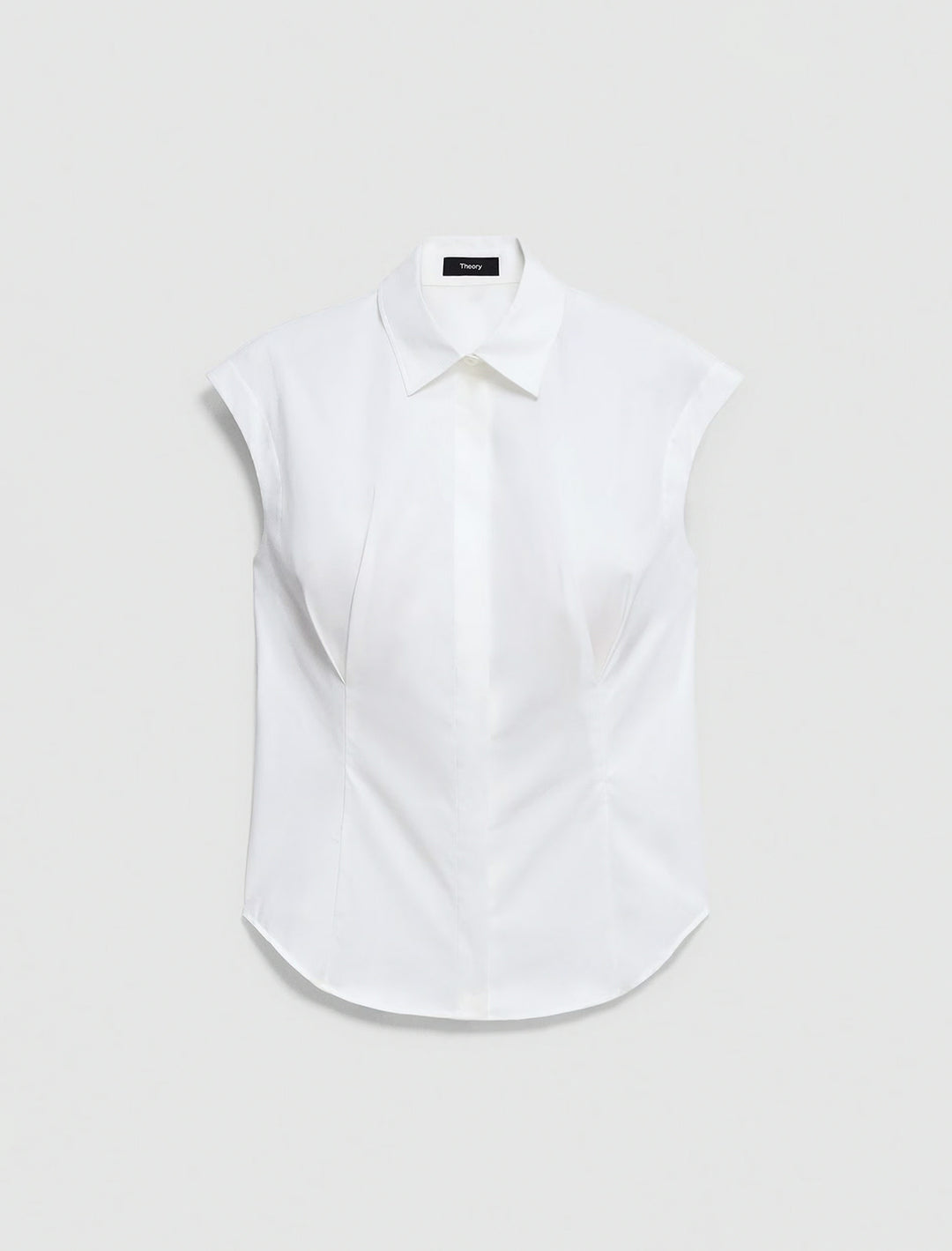 cinched cap sleeve cotton shirt in white