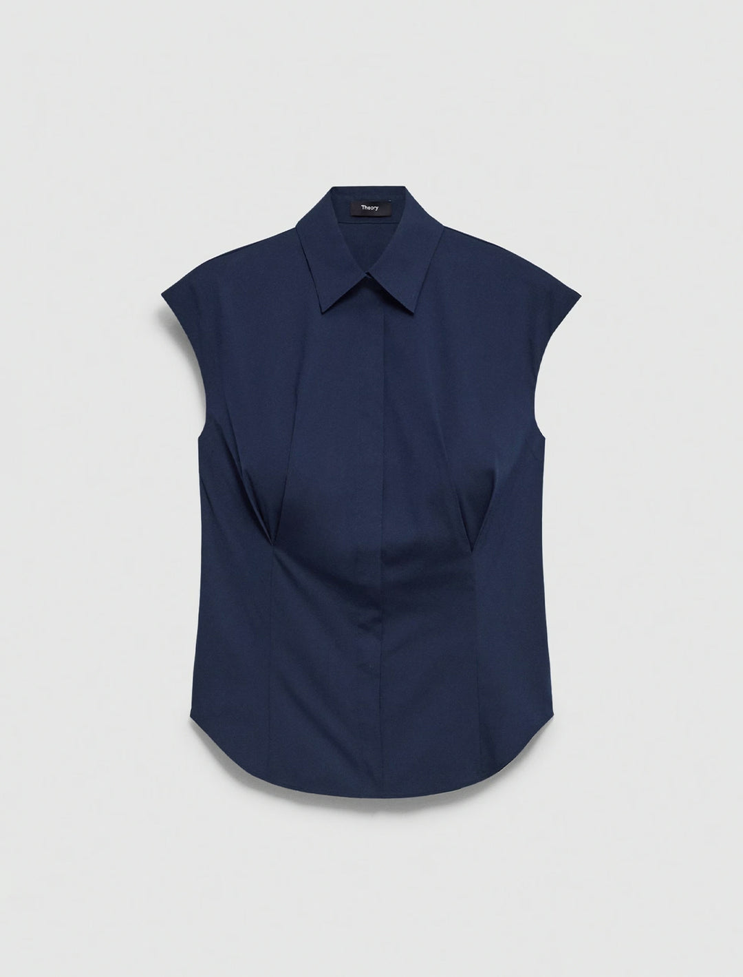 cinched cap sleeve cotton shirt in new navy