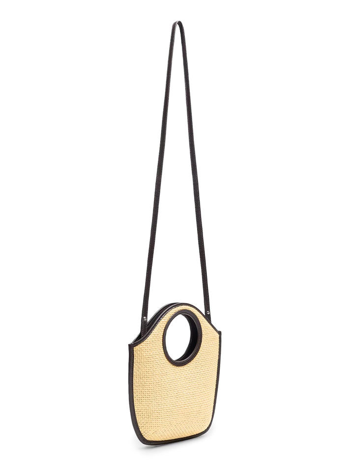mini circle bag in raffia