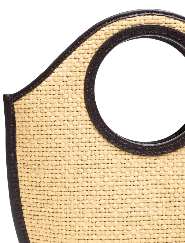 mini circle bag in raffia