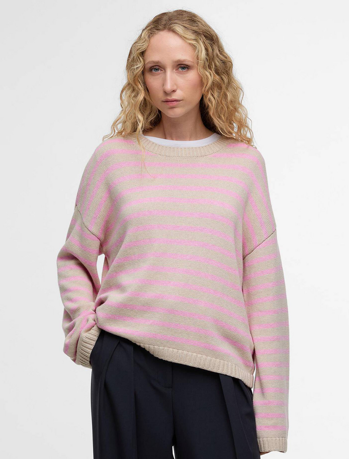 rosie oat and cherry striped sweater