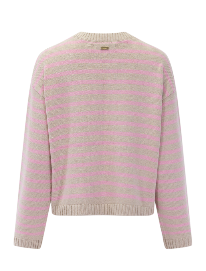 rosie oat and cherry striped sweater