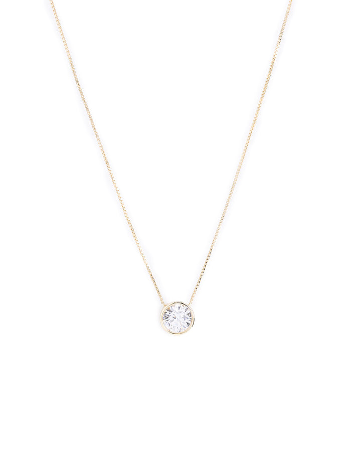 solitaire bezel set necklace in gold