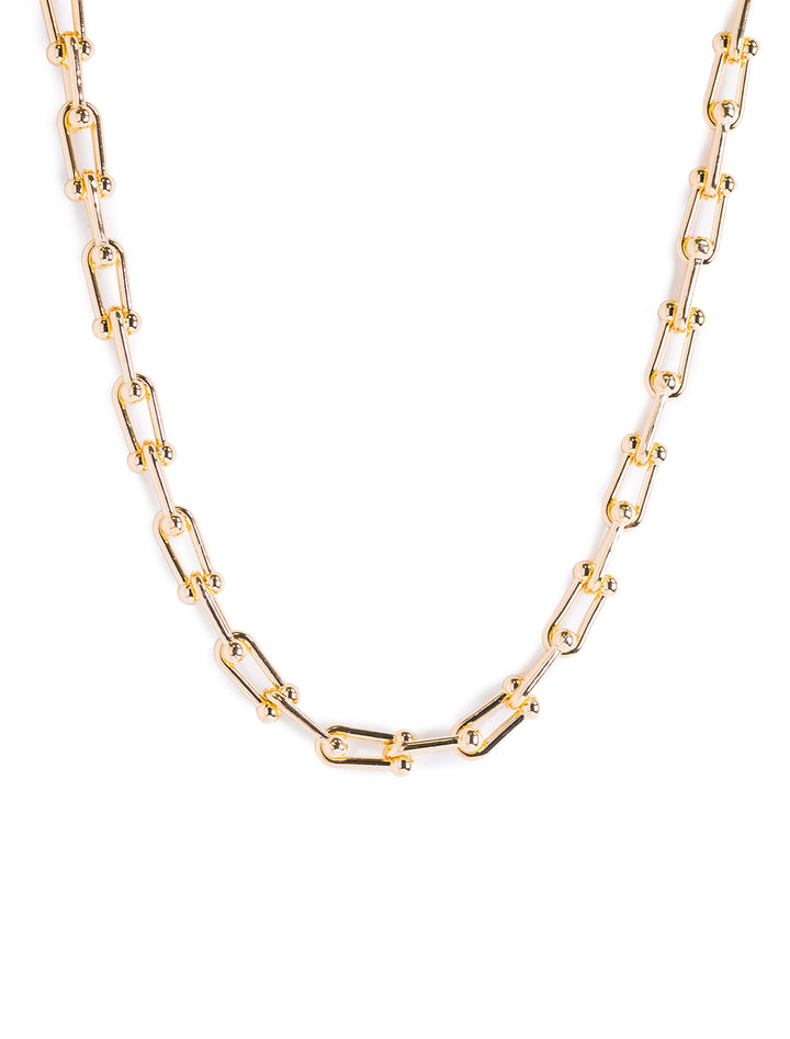 equestrian u chain necklace in gold