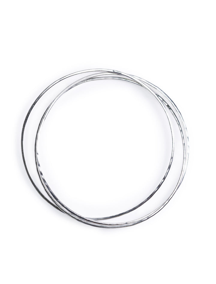 hammered silver bangle set