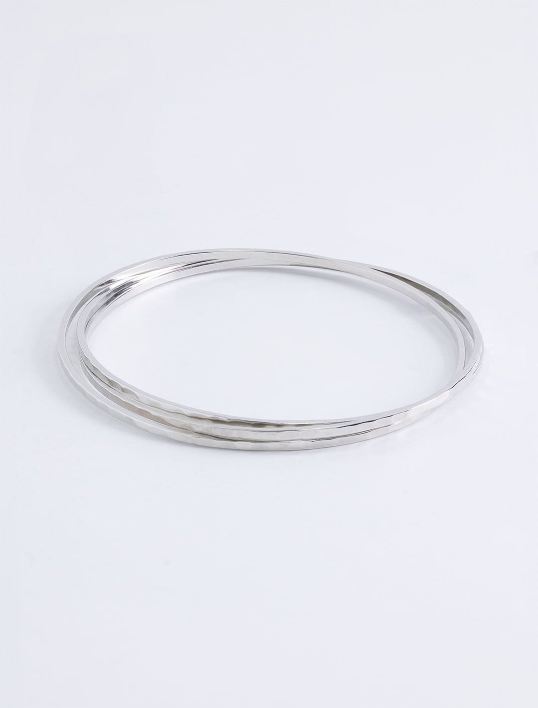 hammered silver bangle set