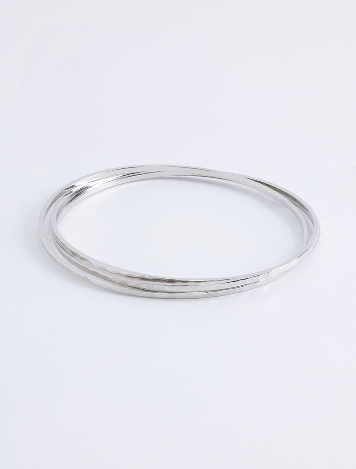 hammered silver bangle set