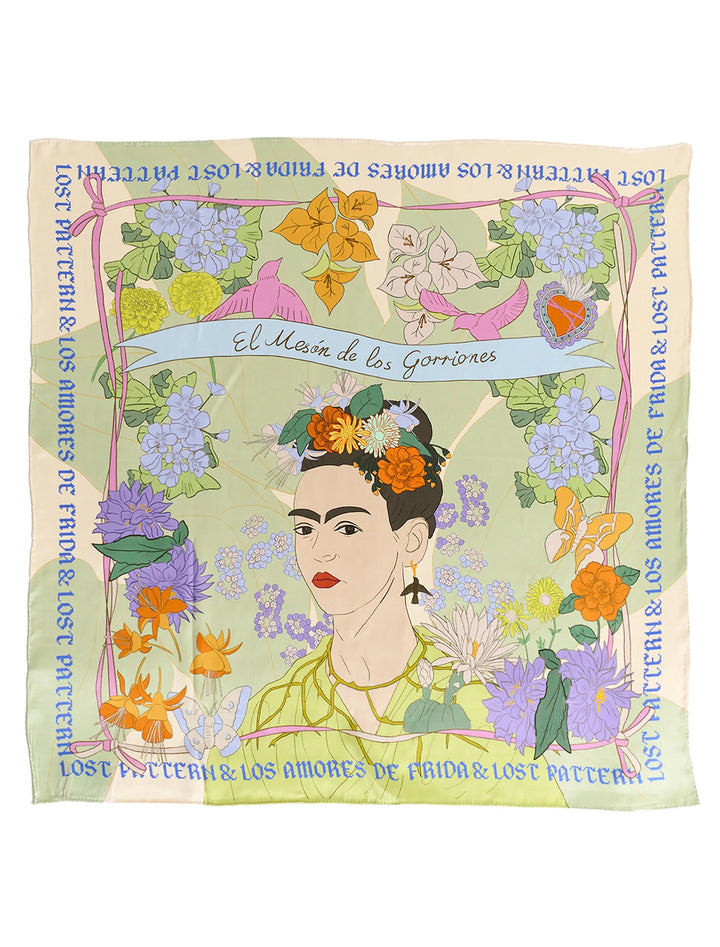 oversized "los amores de frida" frida x lost pattern scarf in pastel