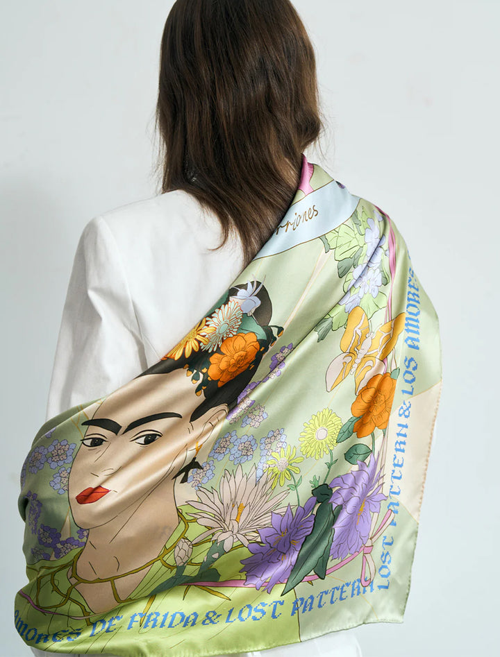 oversized "los amores de frida" frida x lost pattern scarf in pastel