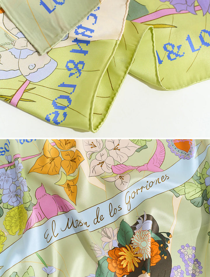 oversized "los amores de frida" frida x lost pattern scarf in pastel