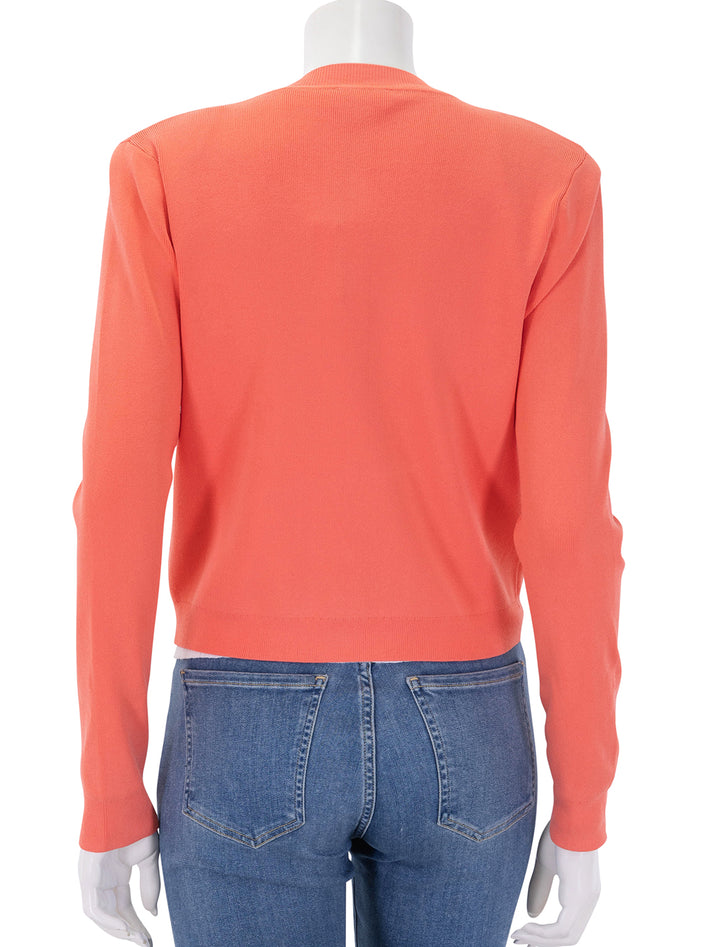 back view of toulouse crop cardigan in coral rose