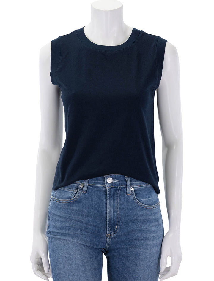 cloud jersey muscle tank in navy