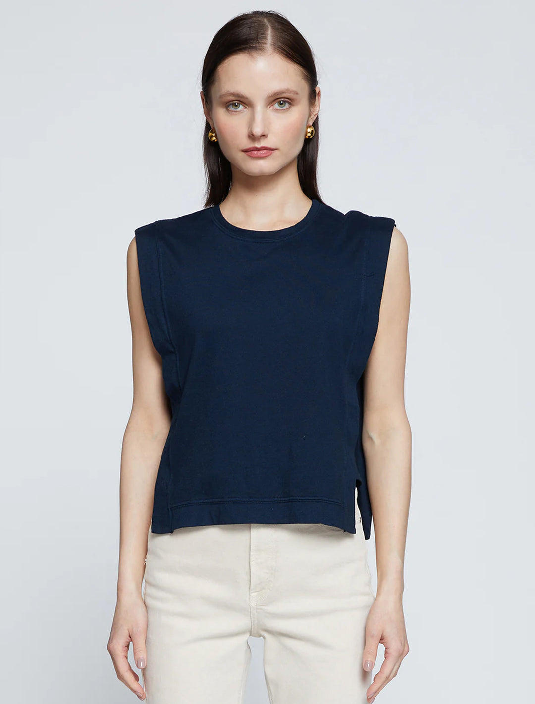 cloud jersey muscle tank in navy