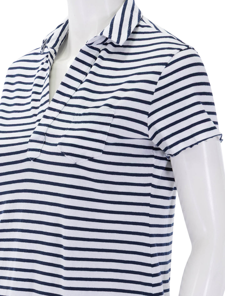 lauren polo dress in white and british royal navy stripe