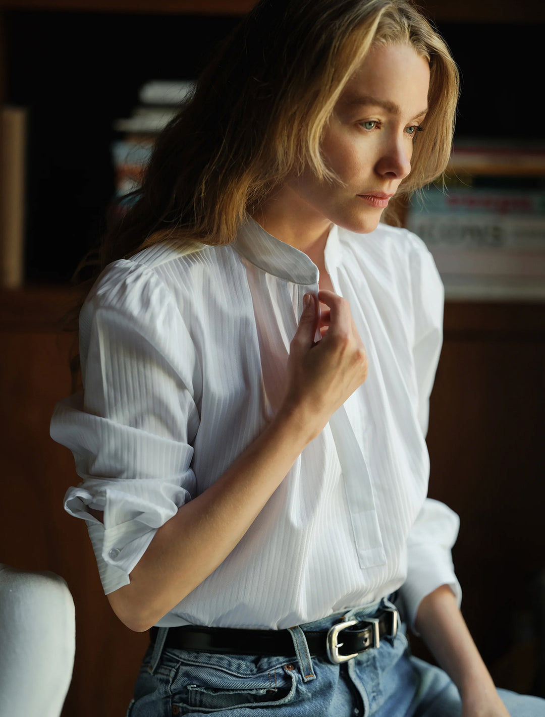 the puff shirt piquete weave egyptian cotton in duke tonal