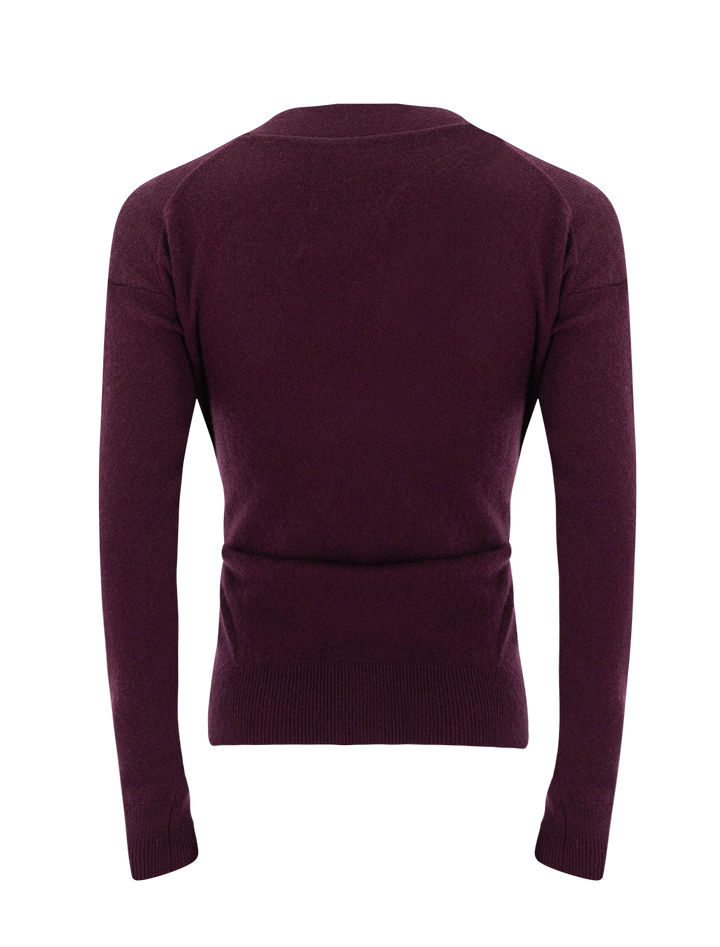 the wrap cardigan in burgundy