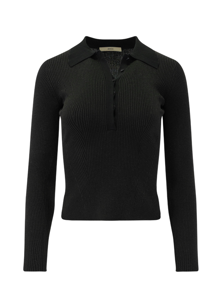 lykke knit long sleeve polo in moonlux