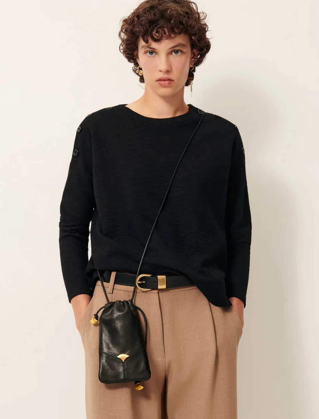 austin long sleeve tee in black