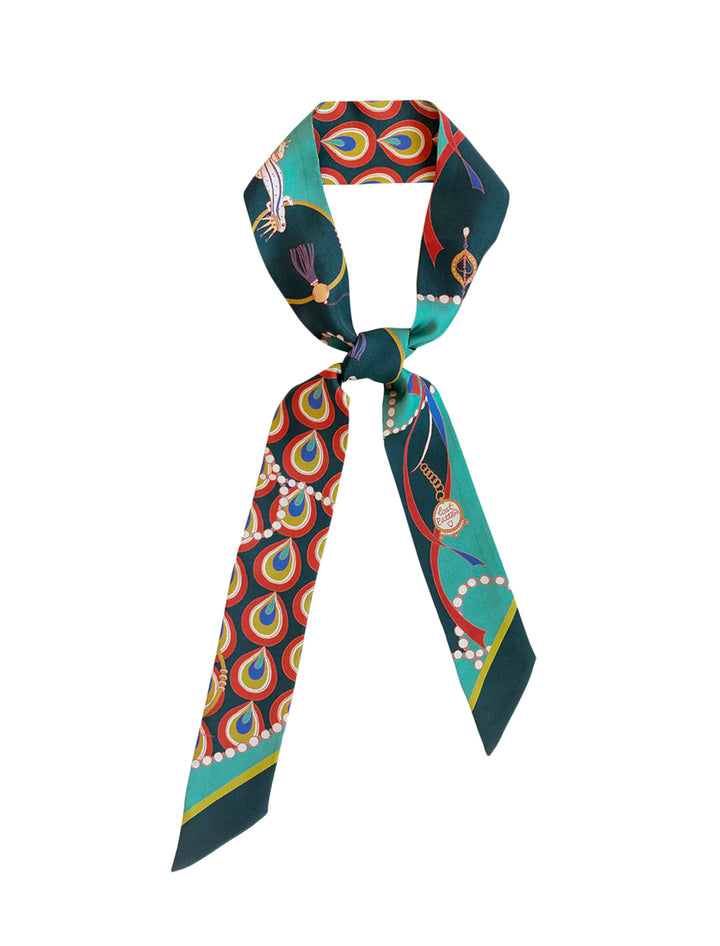 peacock silk skinny scarf