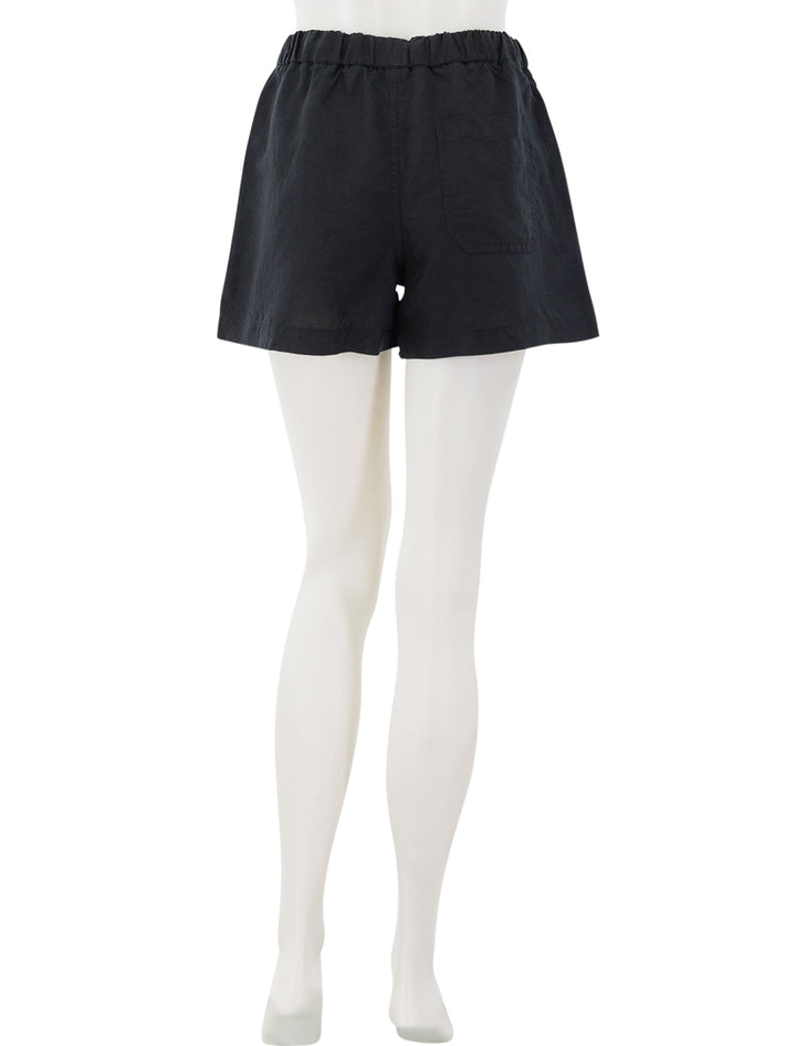 linen drawstring short in black