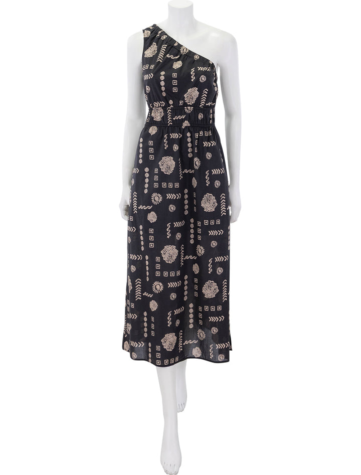 front view of selani dress in beach shell print
