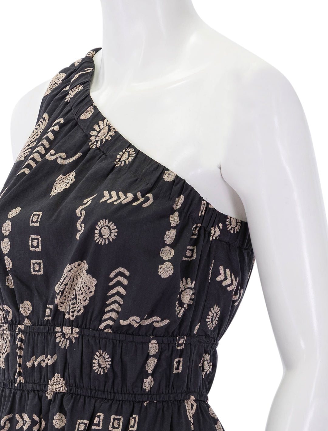 close up view of selani dress in beach shell print