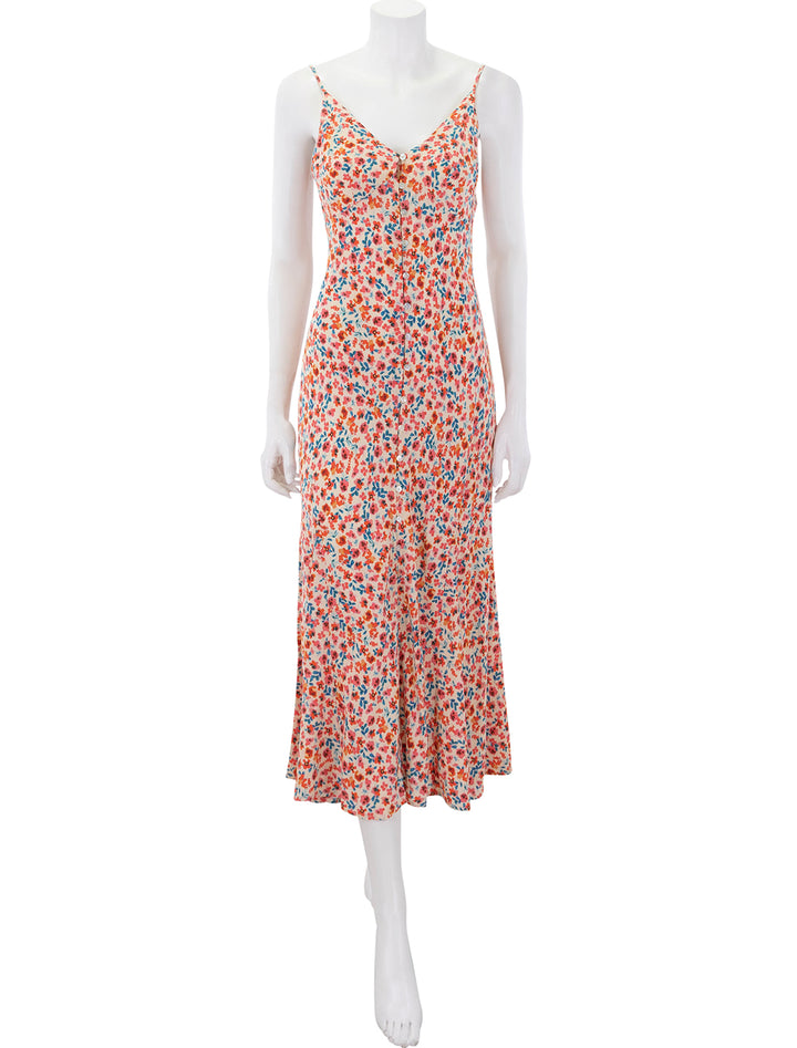 front view of florian dress in red posy