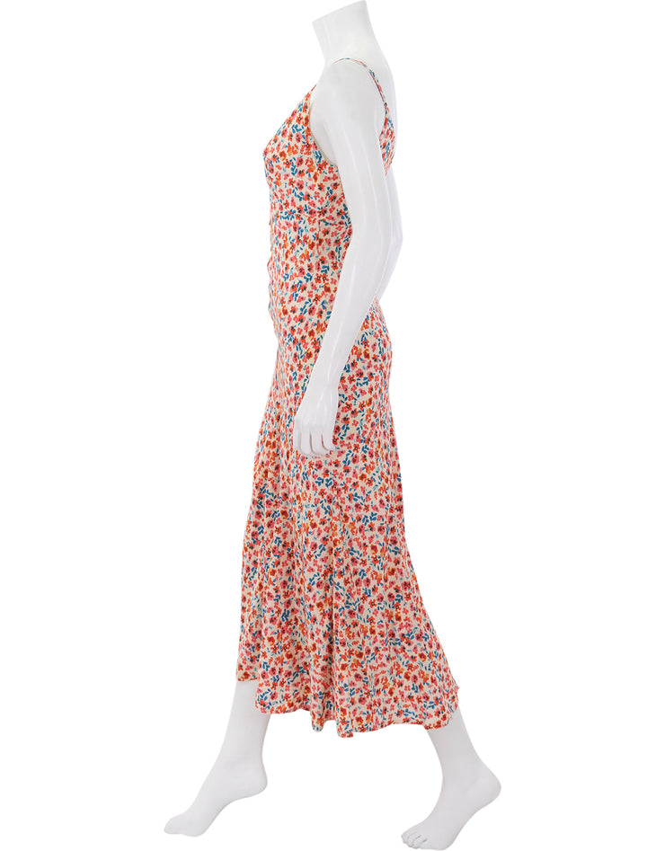 side view of florian dress in red posy