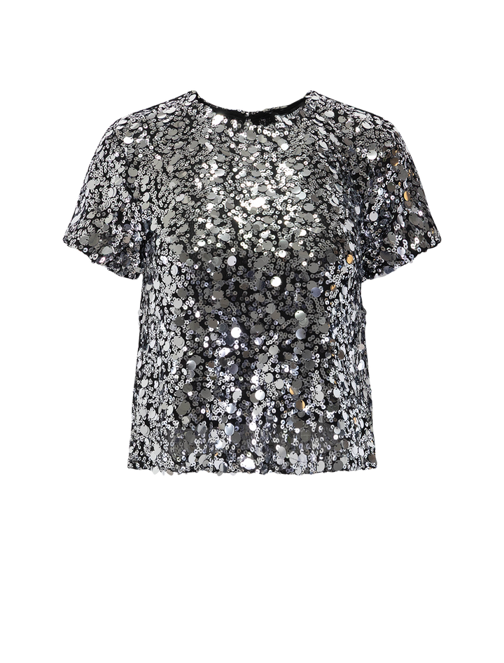 cressa top in silver sequins