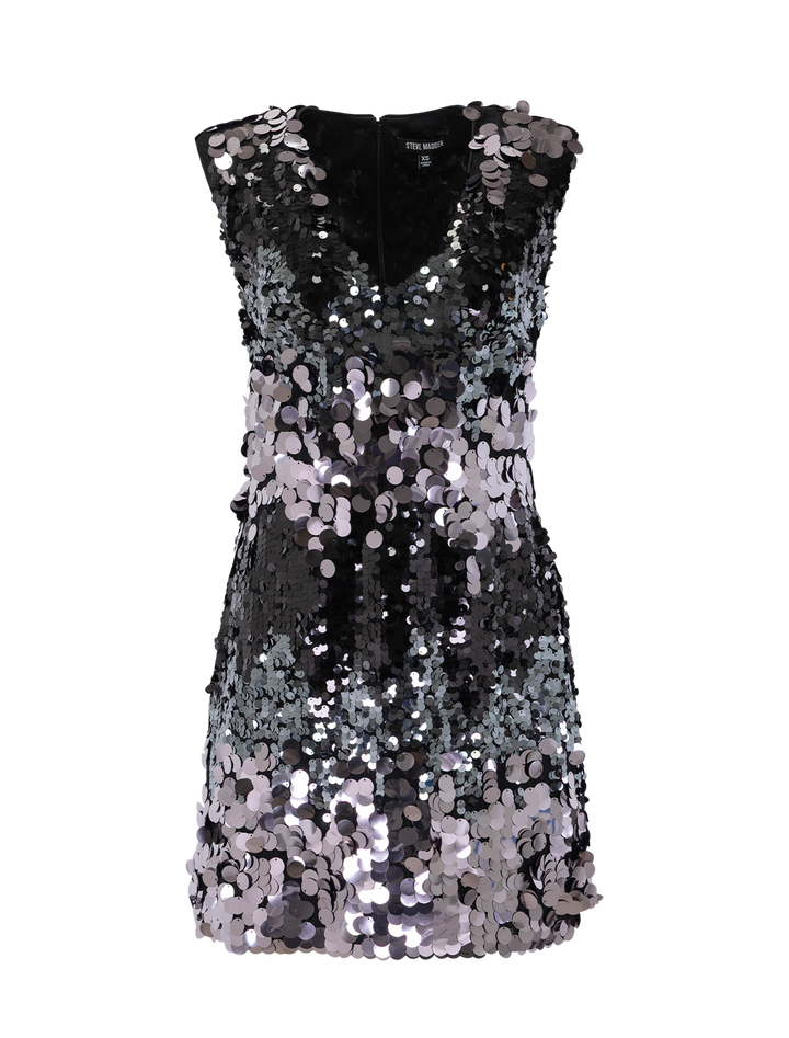 harley sequin dress in silver birch