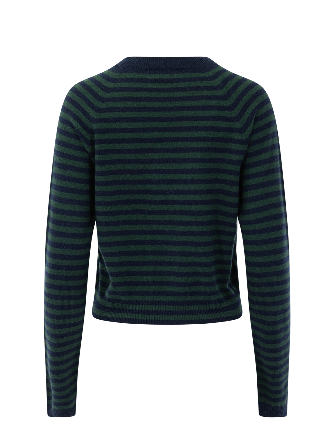 the sydney cashmere sweater in navy and green stripe