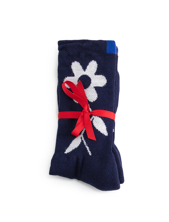 the flower sock in navy