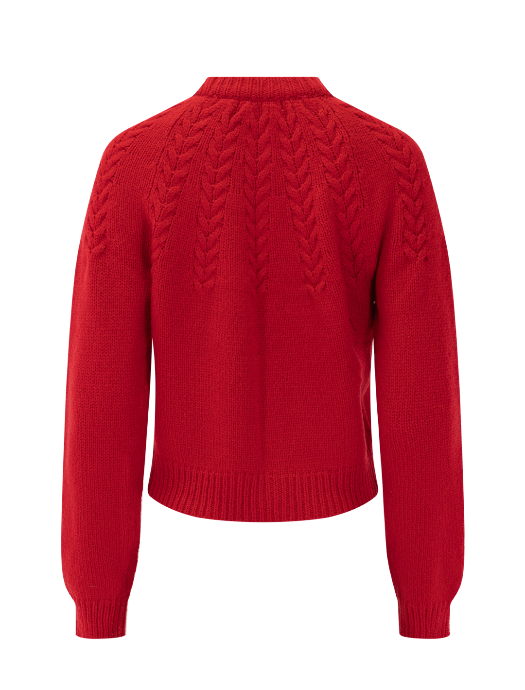 everly cable cardigan in cherry red