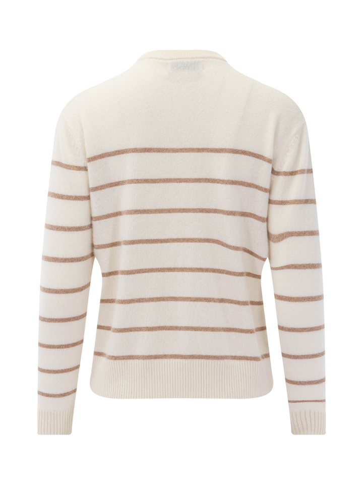 harper cashmere crewneck sweater in gold stripe