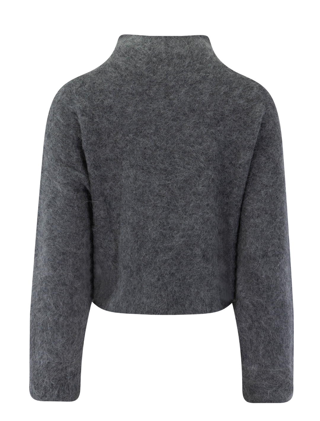 suri eyelash mockneck sweater in charcoal