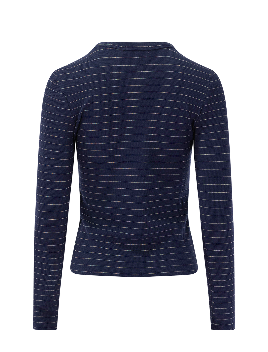 lexi rib sun-in longsleeve crew tee in navy and gold