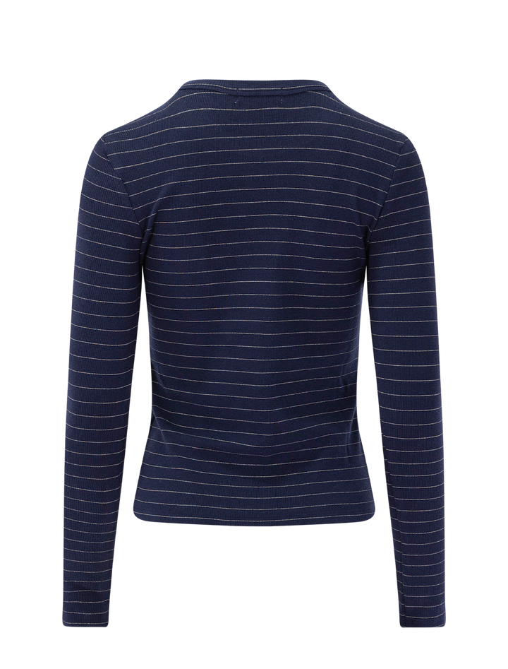 lexi rib sun-in longsleeve crew tee in navy and gold