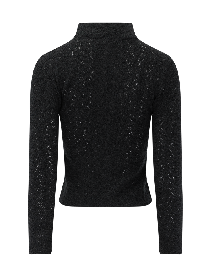 mock neck fine gauge sweater in black