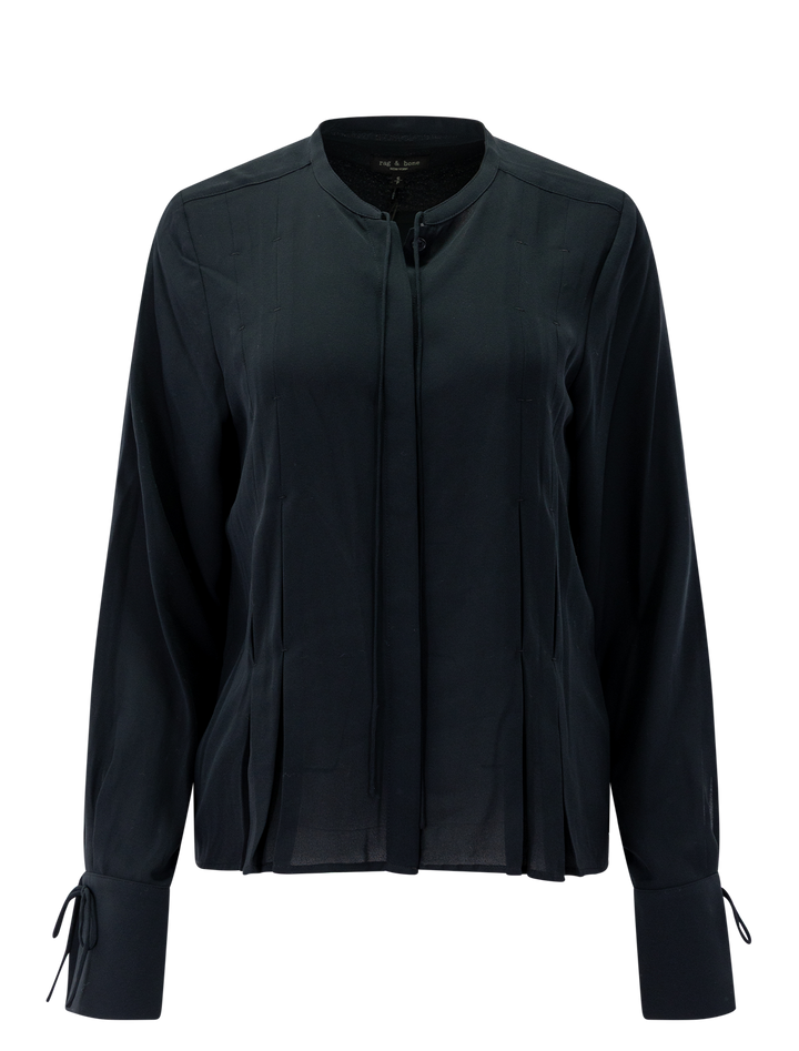 arden pleated blouse in black