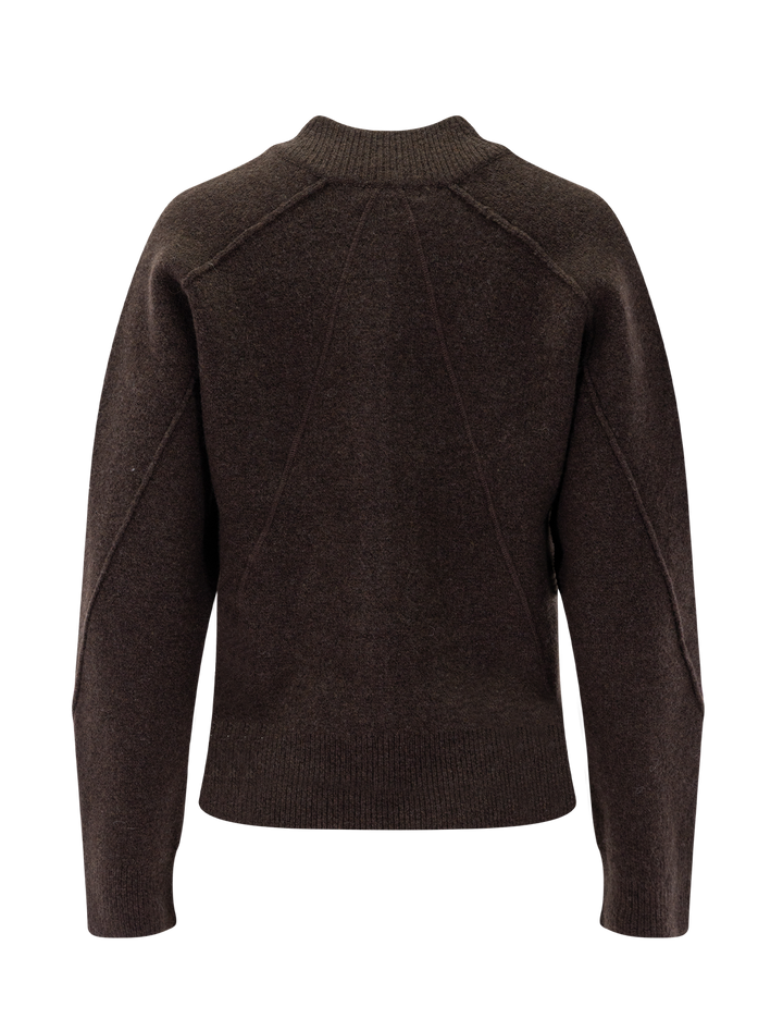 bridget mock neck cardigan in brown