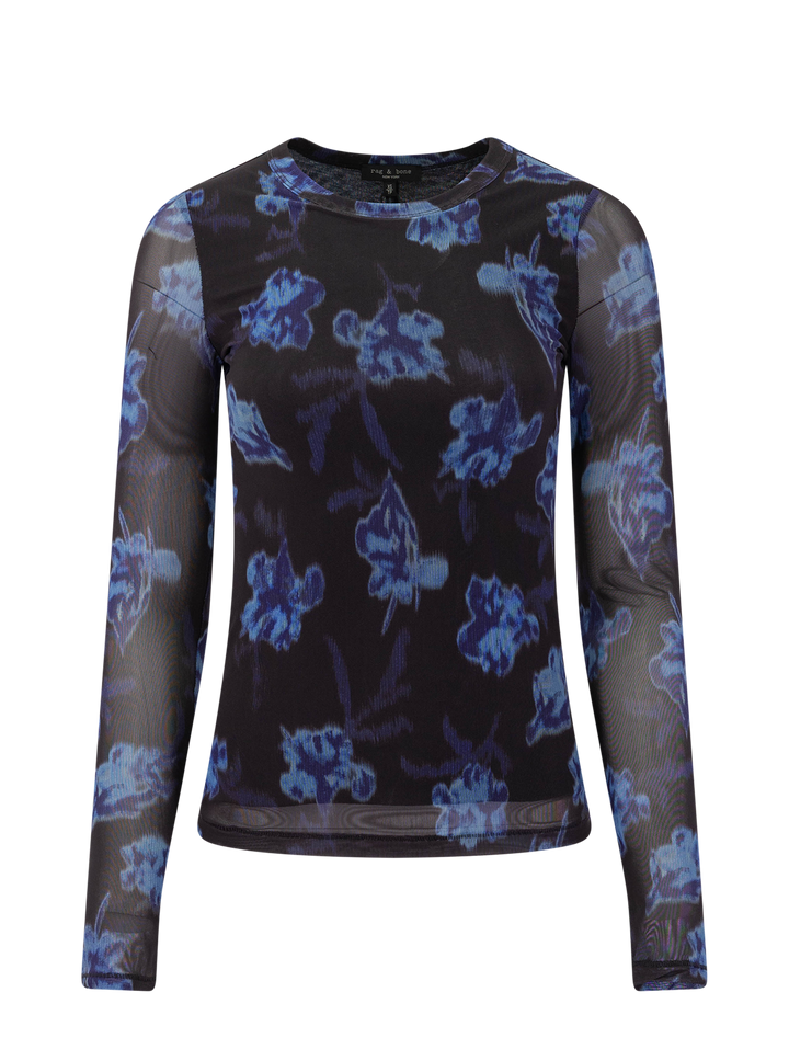 yana pritned mesh longsleeve tee