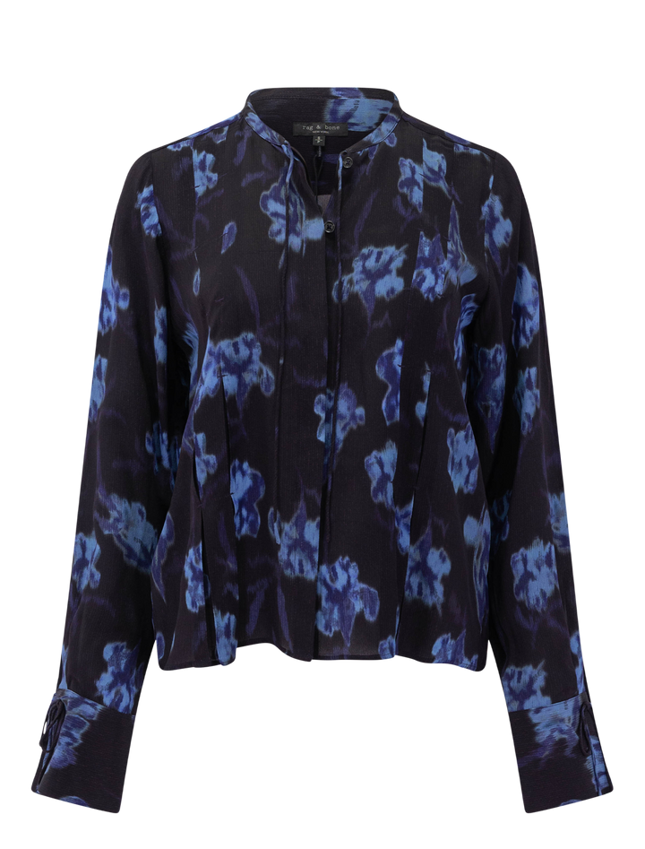 arden dark floral pleated blouse