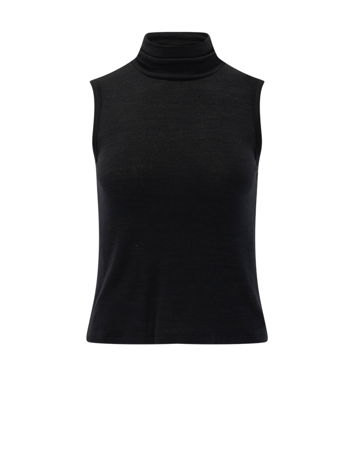 the knit turtleneck tank in black