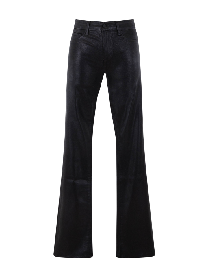 selma high rise sleek baby boot jean in coated noir